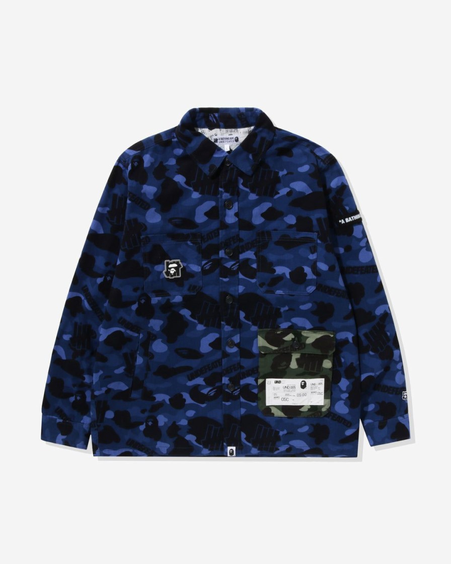 Clothing * | Bape X Undefeated Color Camo Flannel Jacket Navy