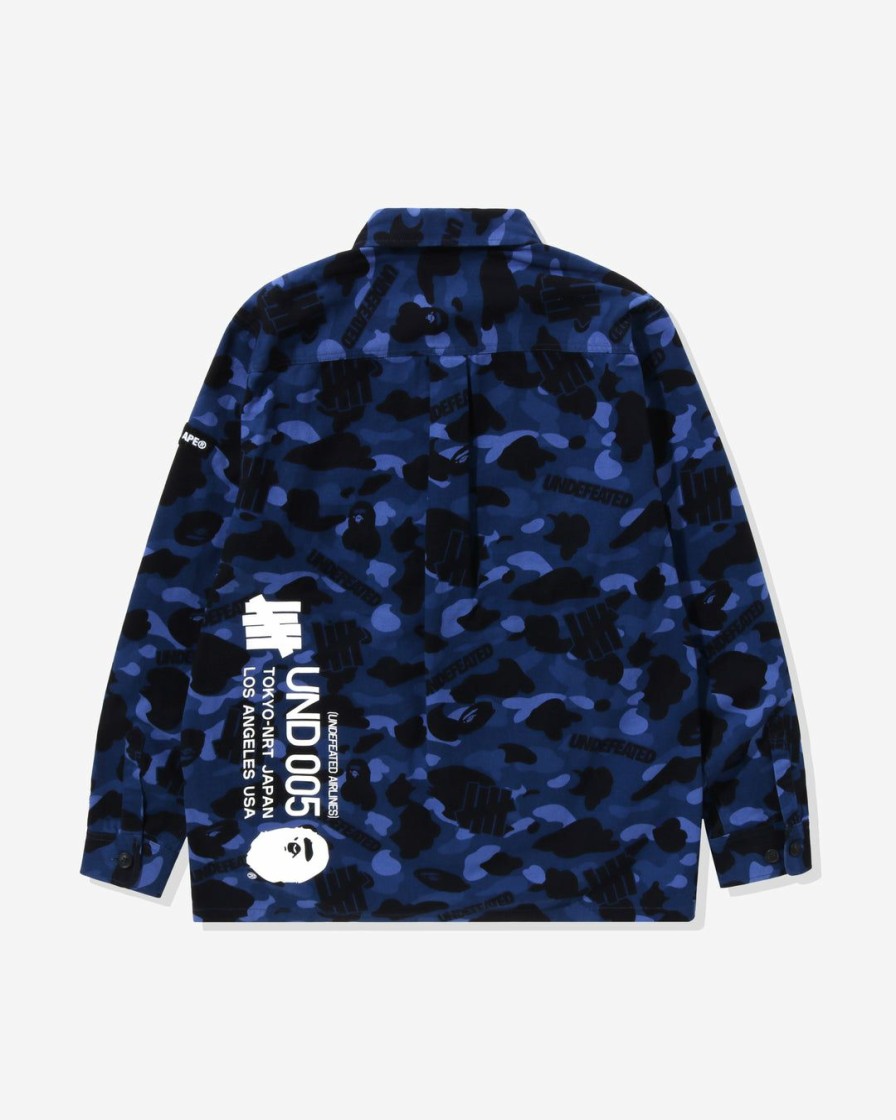 Clothing * | Bape X Undefeated Color Camo Flannel Jacket Navy