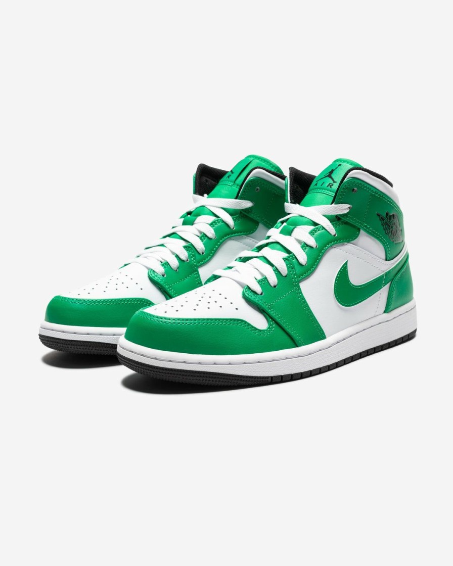 Footwear * | Jordan Aj 1 Mid Black/ Luckygreen/ White