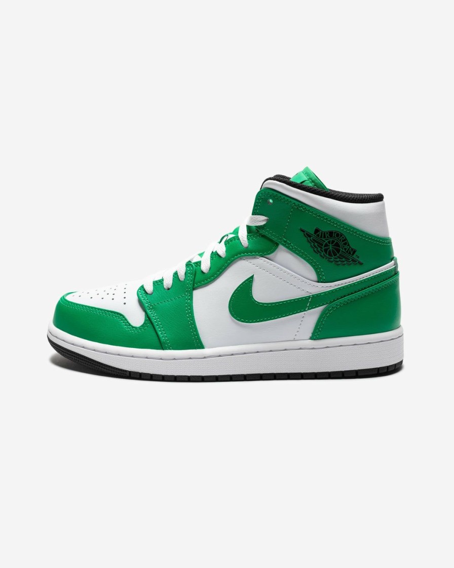 Footwear * | Jordan Aj 1 Mid Black/ Luckygreen/ White