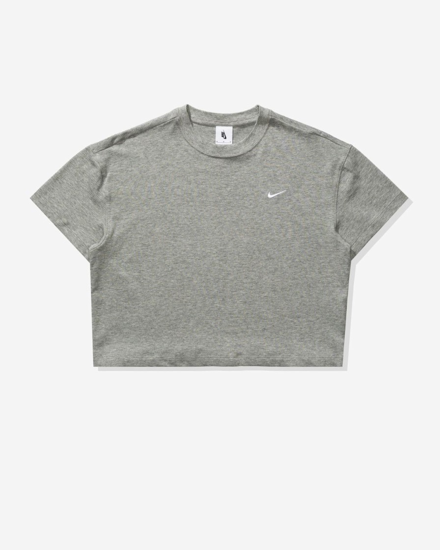 Clothing * | Nike Women'S Solo Swoosh Knit Top Dkgreyheather/ White