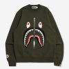 Clothing * | Bape Patched Shark Crewneck Olivedrab