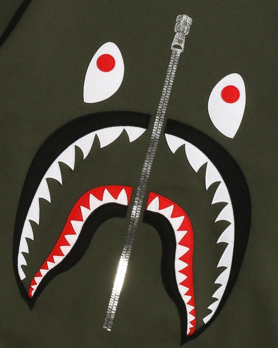 Clothing * | Bape Patched Shark Crewneck Olivedrab