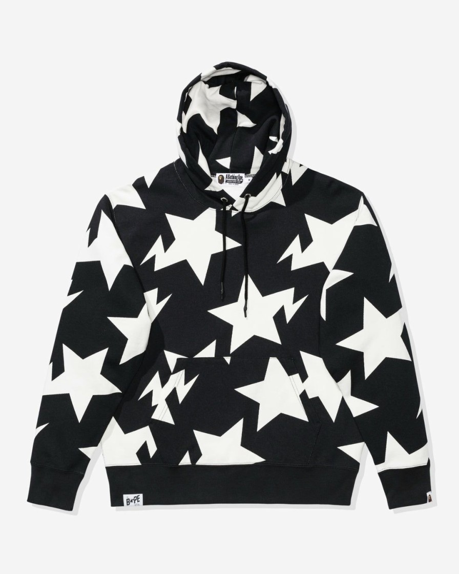 Clothing * | Bape Relaxed Sta Pattern Pullover Hoodie Black