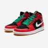 Footwear * | Jordan Aj 1 Mid Se Black/ Firered/ White/ Malachite