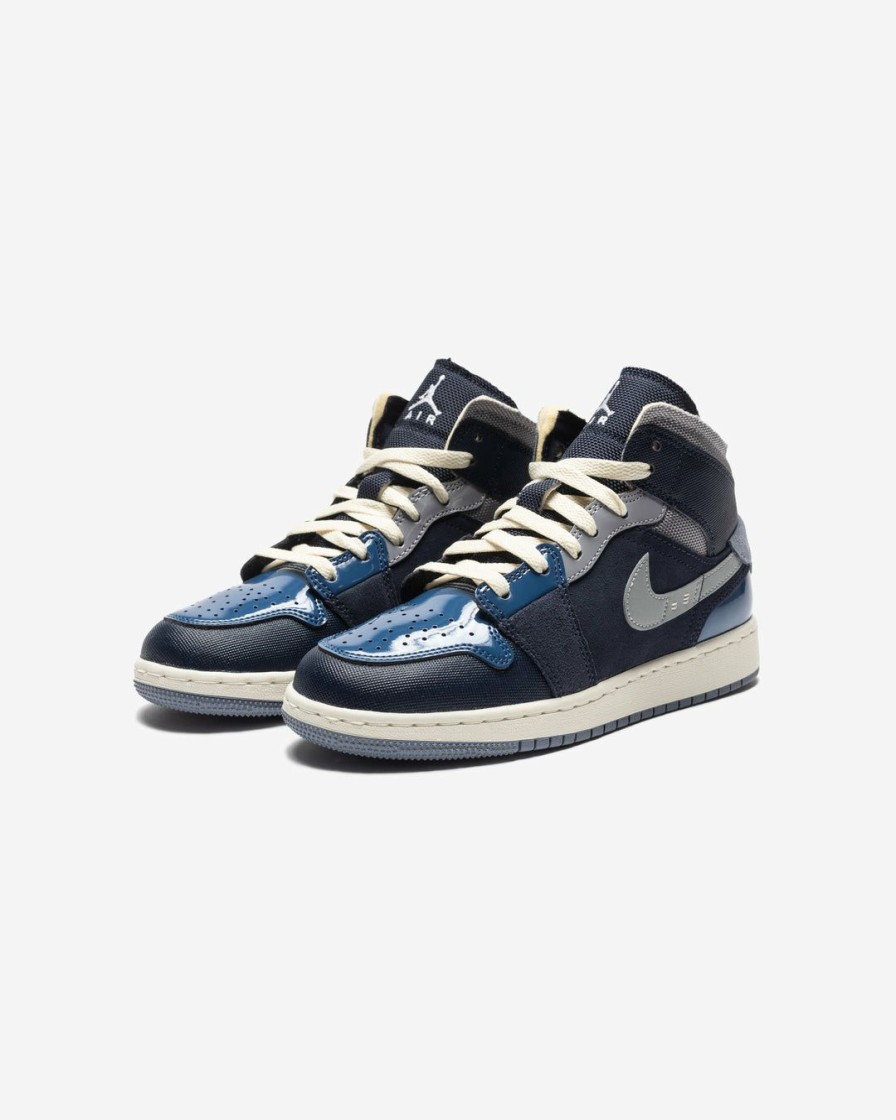 Footwear * | Nike Jordan Gs Aj 1 Mid Se Craft Obsidian/ White/ Frenchblue