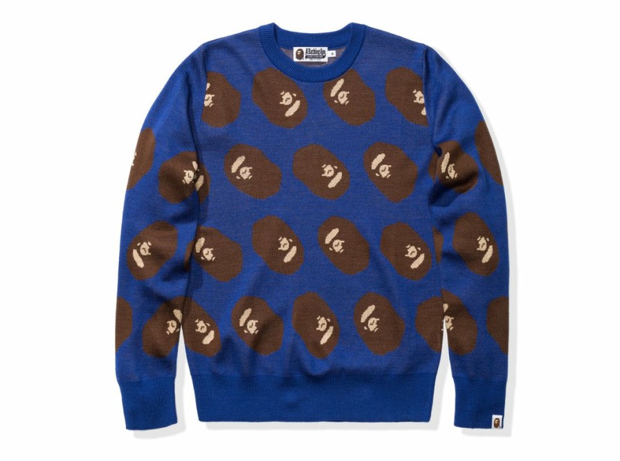 Clothing * | Bape Ape Head Knit Blue