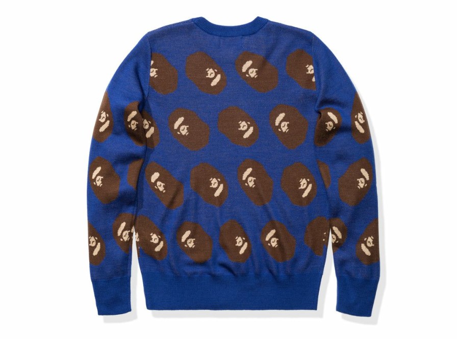 Clothing * | Bape Ape Head Knit Blue