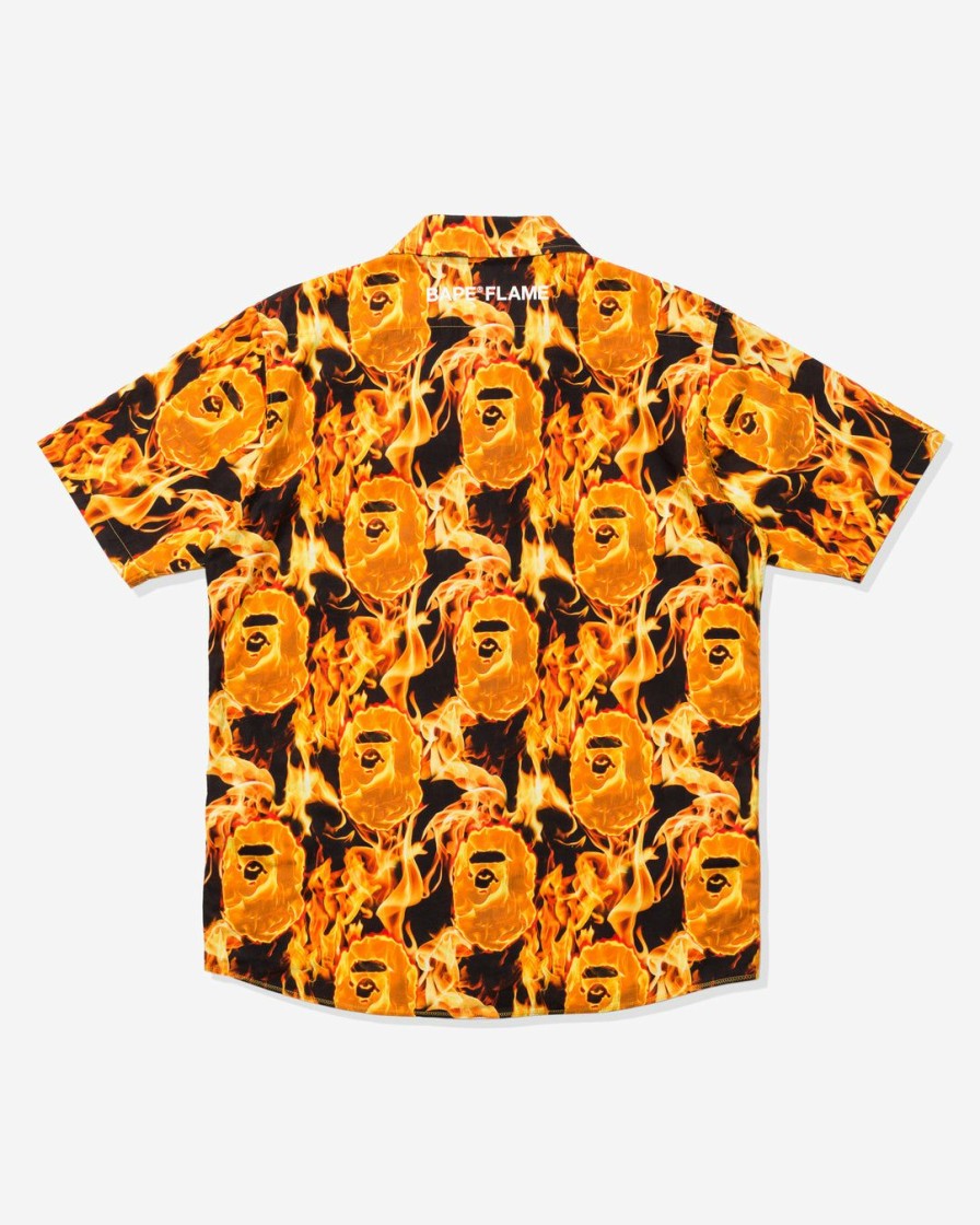 Clothing * | Bape Flame Open Collar Shirt Orange