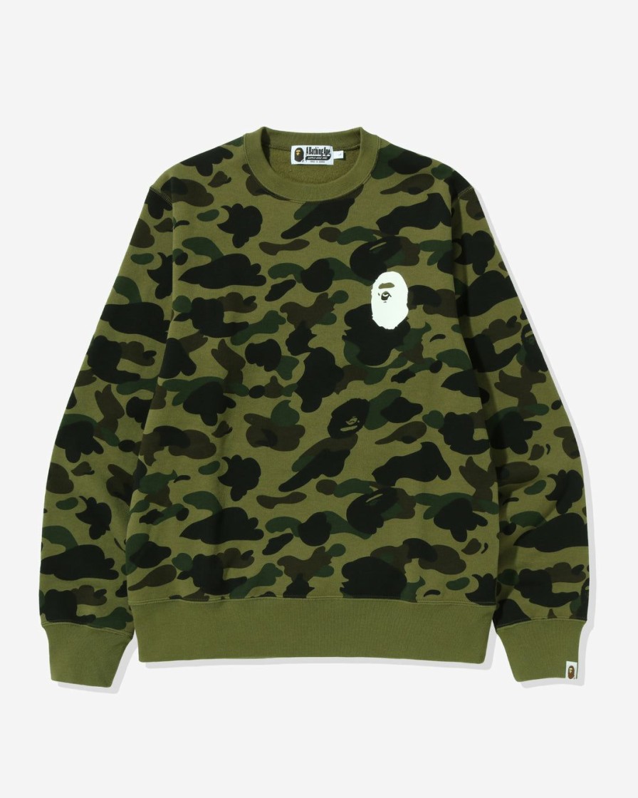 Clothing * | Bape 1St Camo Ape Head Crewneck Green