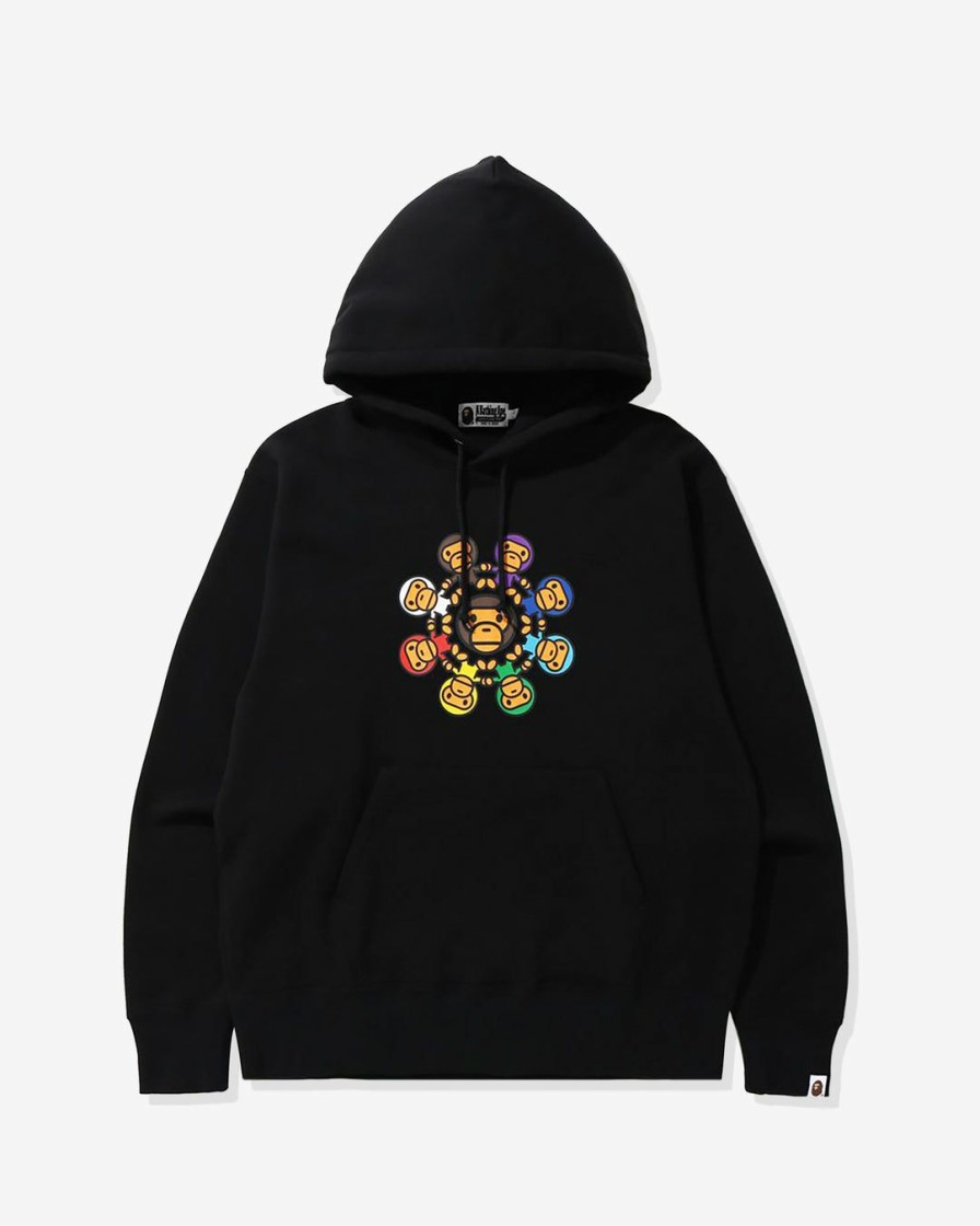 Clothing * | Bape Milo Circle Relaxed Pullover Hoodie Black