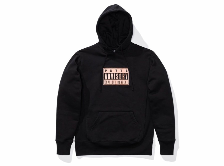 Clothing * | Patta Advisory Heavy Hooded Sweater Black