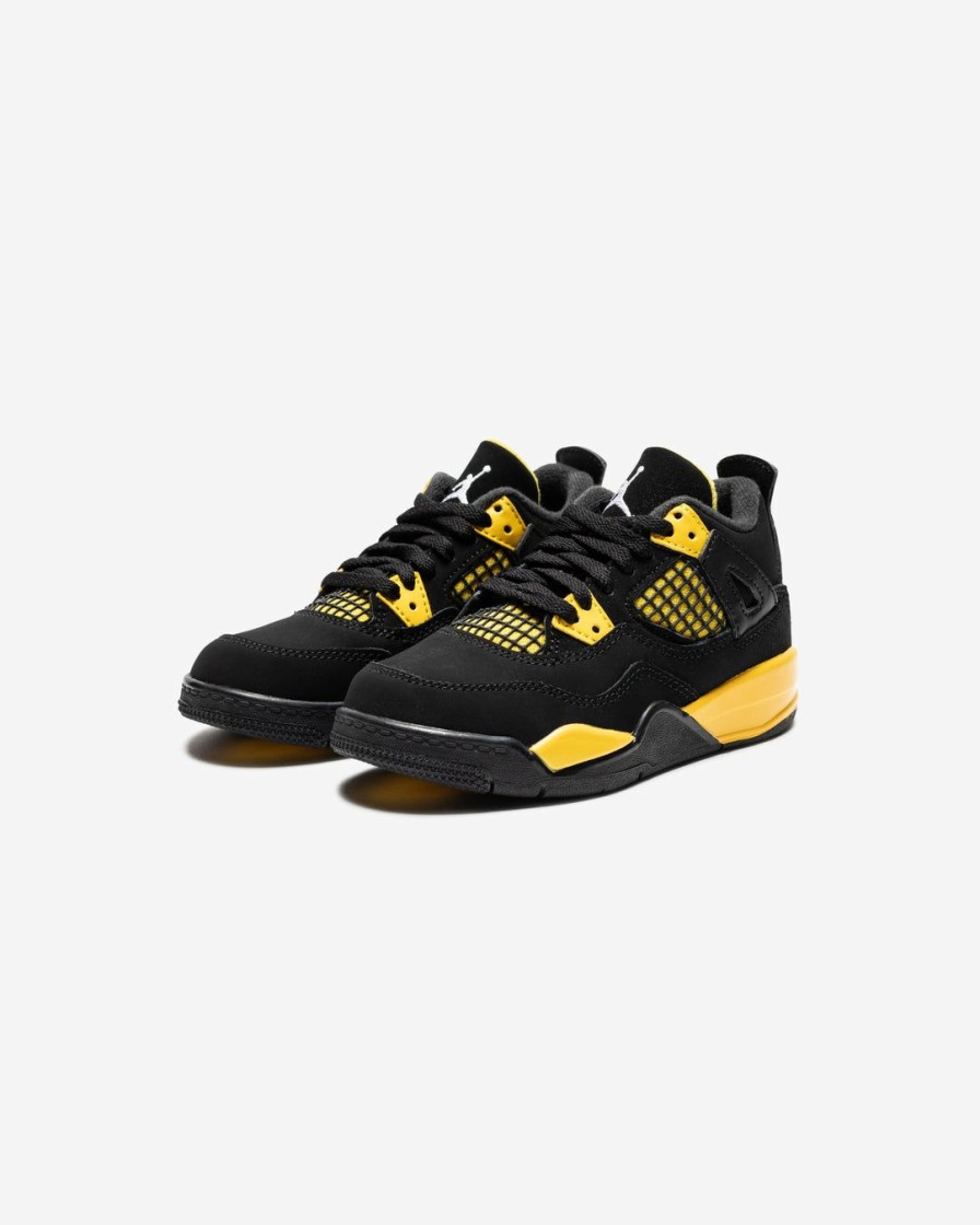 Footwear * | Jordan Ps Aj 4 Retro Black/ White/ Touryellow