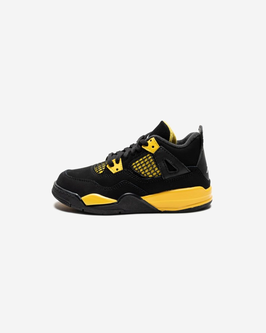 Footwear * | Jordan Ps Aj 4 Retro Black/ White/ Touryellow