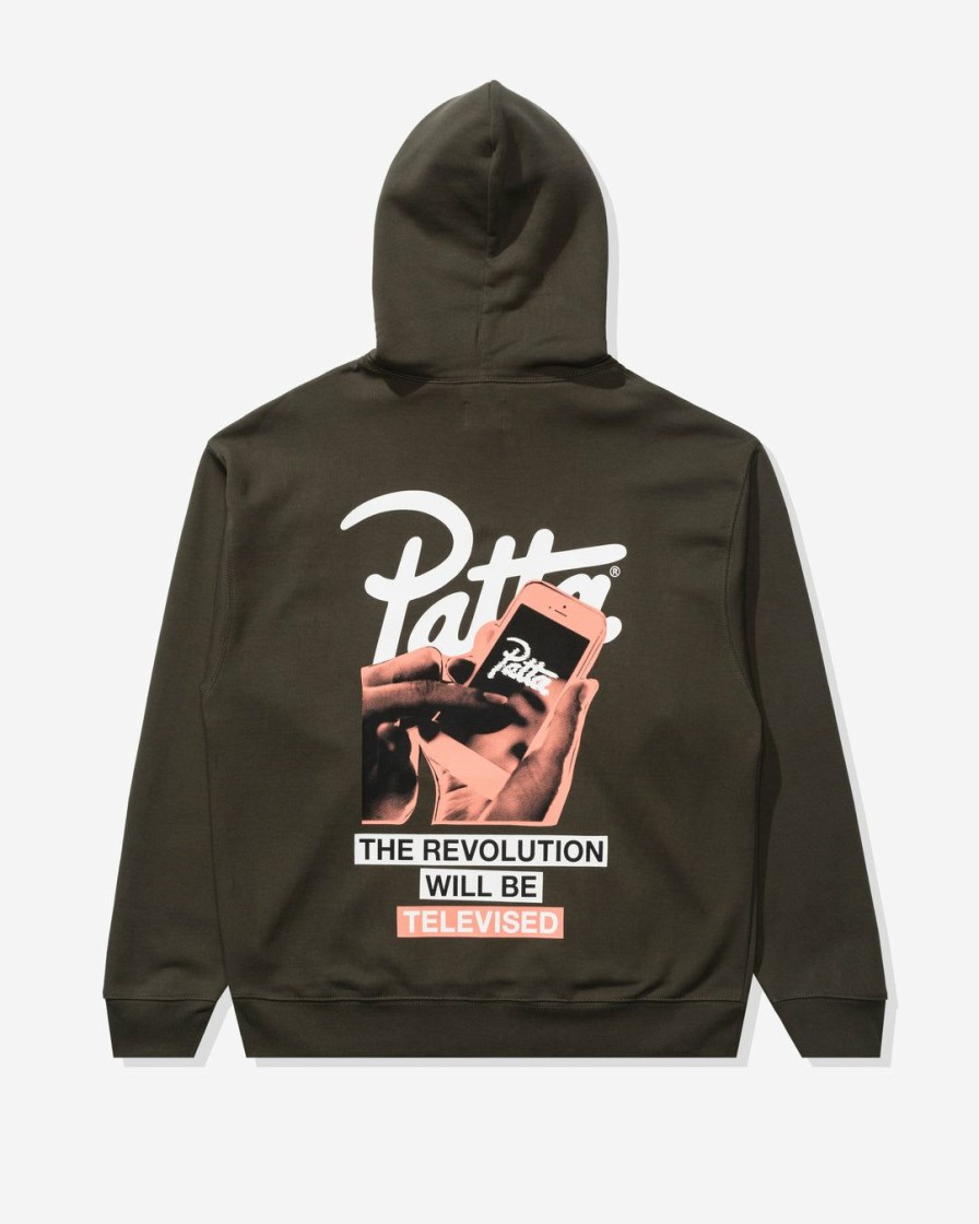 Clothing * | Patta Revolution Boxy Hooded Sweater Black