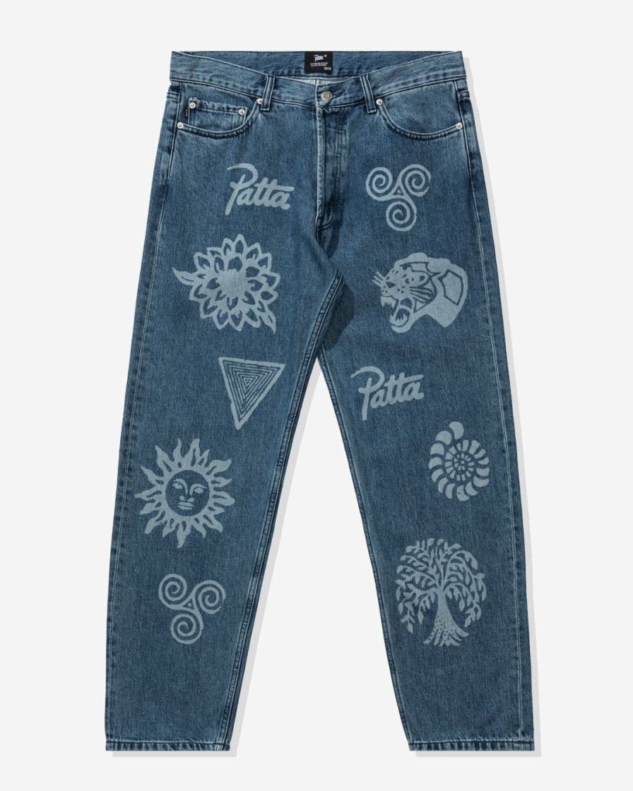 Clothing * | Patta Hope Love Peace Denim Pants Lightblue