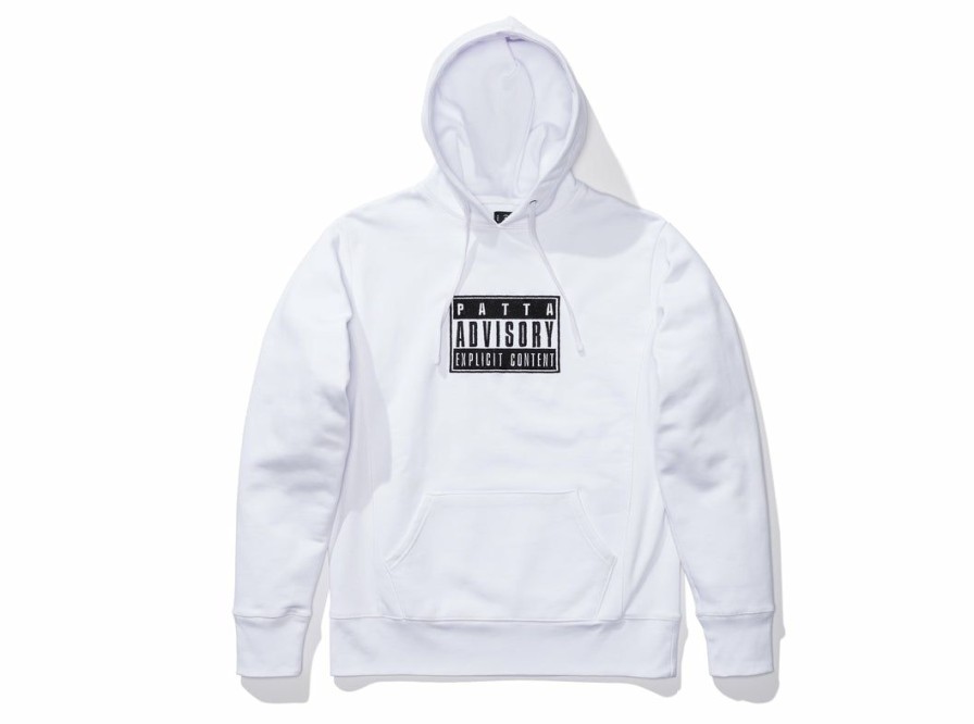 Clothing * | Patta Advisory Heavy Hooded Sweater White